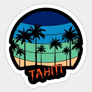 Tahiti Retro Vintage Sunset Beach Design Sticker